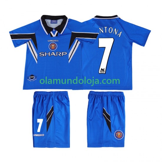 Camisola Manchester United CONTONA 7 1996 Retro Criança Equipamento Terceiro 1998 Manga Curta